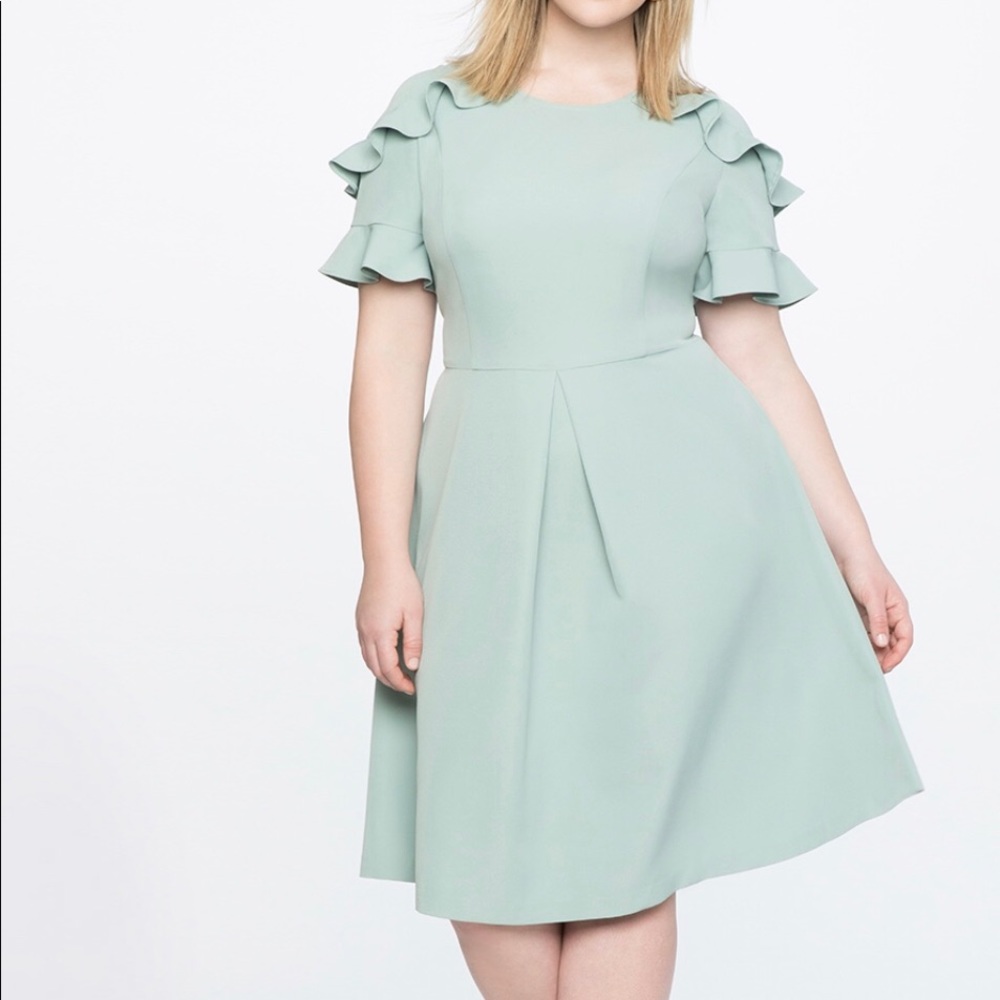 Ruffle detail fit and flare dress